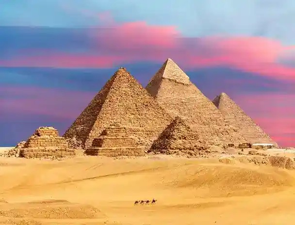 The pyramids of Giza in Cairo