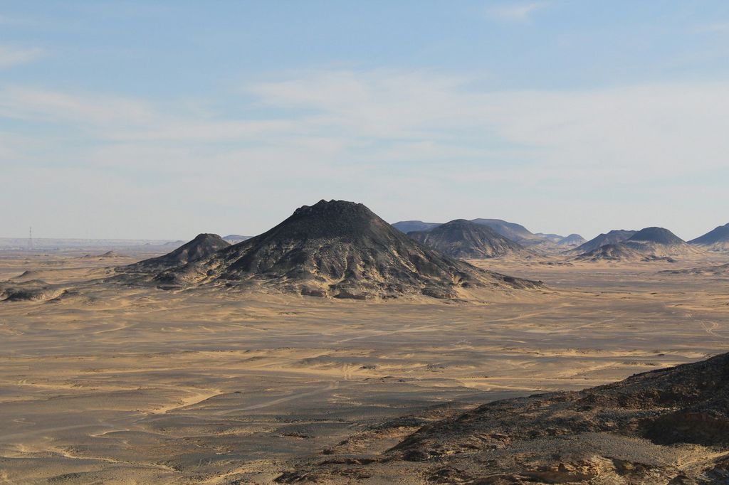 Volcanic hills and open landscapes in Egypt's Black Desert