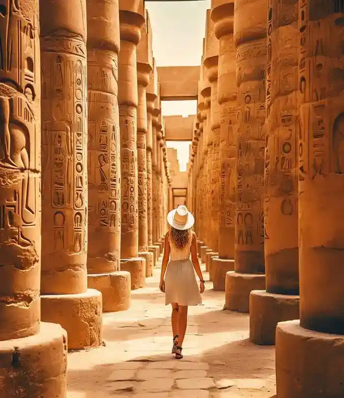Ancient Egyptian columns and architecture in Luxor